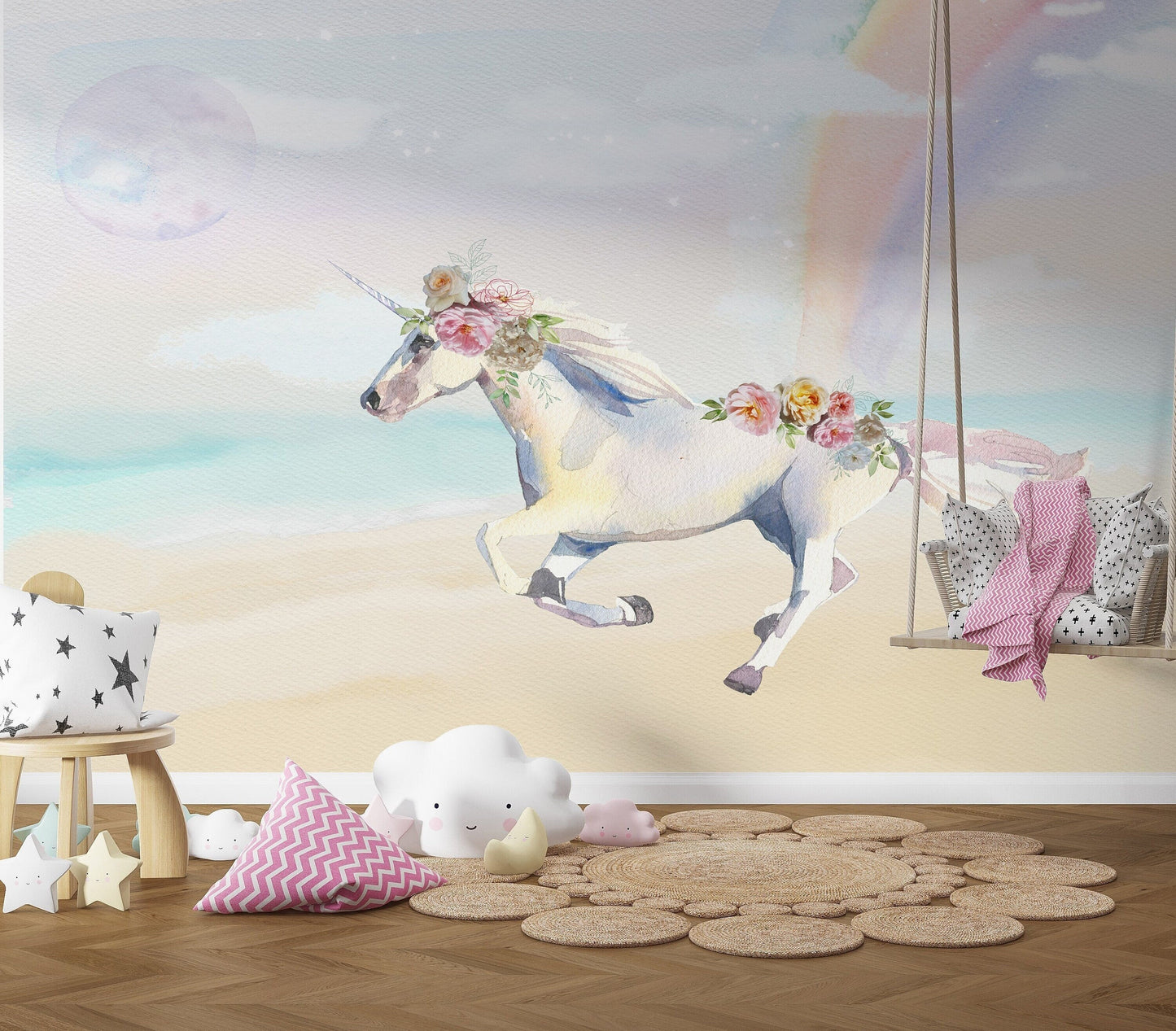 Unicorn and Rainbow Wall Mural