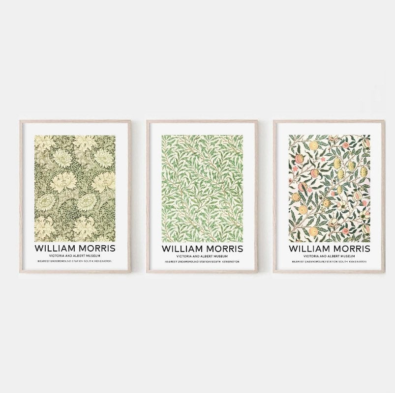Set of Three Botanical Jasmine Prints by William Morris