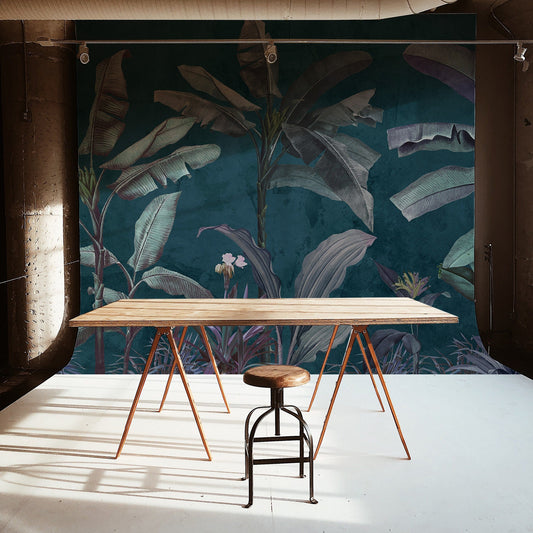 Watercolor banana leaf wallpaper wallpaper peel and stick for nursery and home wall decor.