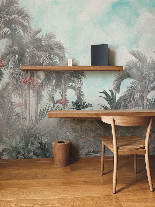 Watercolor tropical plants  wallpaper peel and stick for nursery and home wall decor.
