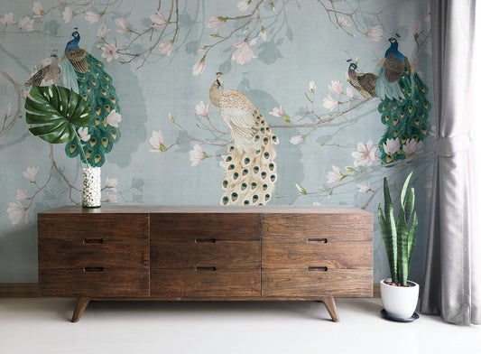 Watercolor sensei sky  wallpaper peel and stick for nursery and home wall decor.