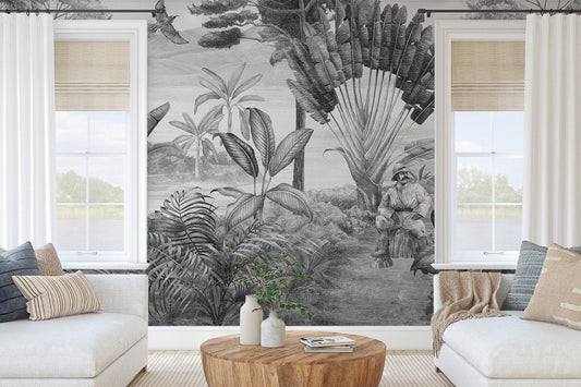 Tropical Rainforest Plants Banana Wallpaper, Wall Mural, Peel and Stick, Self Adhesive, Wall Covering by Bella Stampa Studio