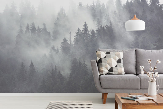 Watercolor nature wall mural wallpaper peel and stick for nursery and home wall decor.