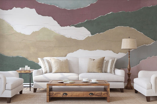 Watercolor mountains wallpaper mural wallpaper peel and stick for nursery and home wall decor.