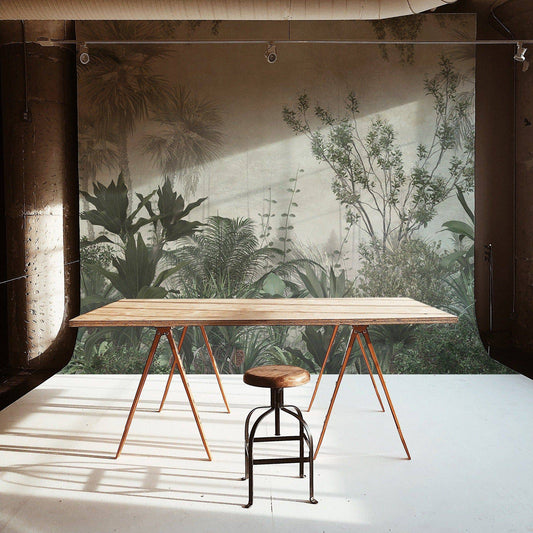 Tropical Jungle Plants Wallpaper, Wall Mural, Peel and Stick, Self Adhesive, Wall Covering by Bella Stampa Studio