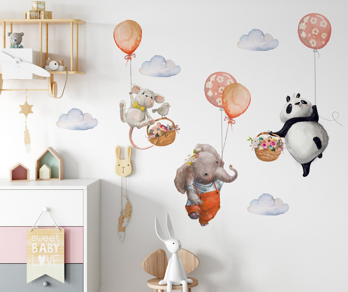 Cute Flying Animals Wall Stickers - Unique Wall Decal by Wonderwallsboutique
