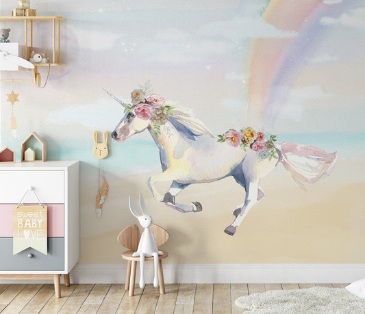 Unicorn and Rainbow Wall Mural
