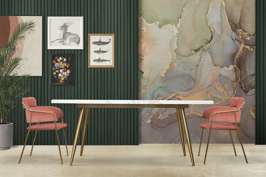 Watercolor peel and stick marble wallpaper | abstract gold details | artistic wall mural for nursery and home wall decor.