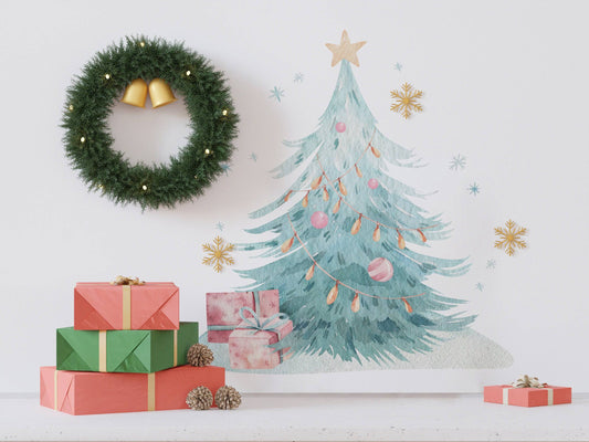 Large Christmas Tree Wall Decal | Holiday Wall Decor | Self-Adhesive Sticker Decoration