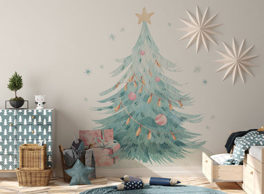 Large Christmas Tree Wall Decal | Holiday Wall Decor | Self-Adhesive Sticker Decoration