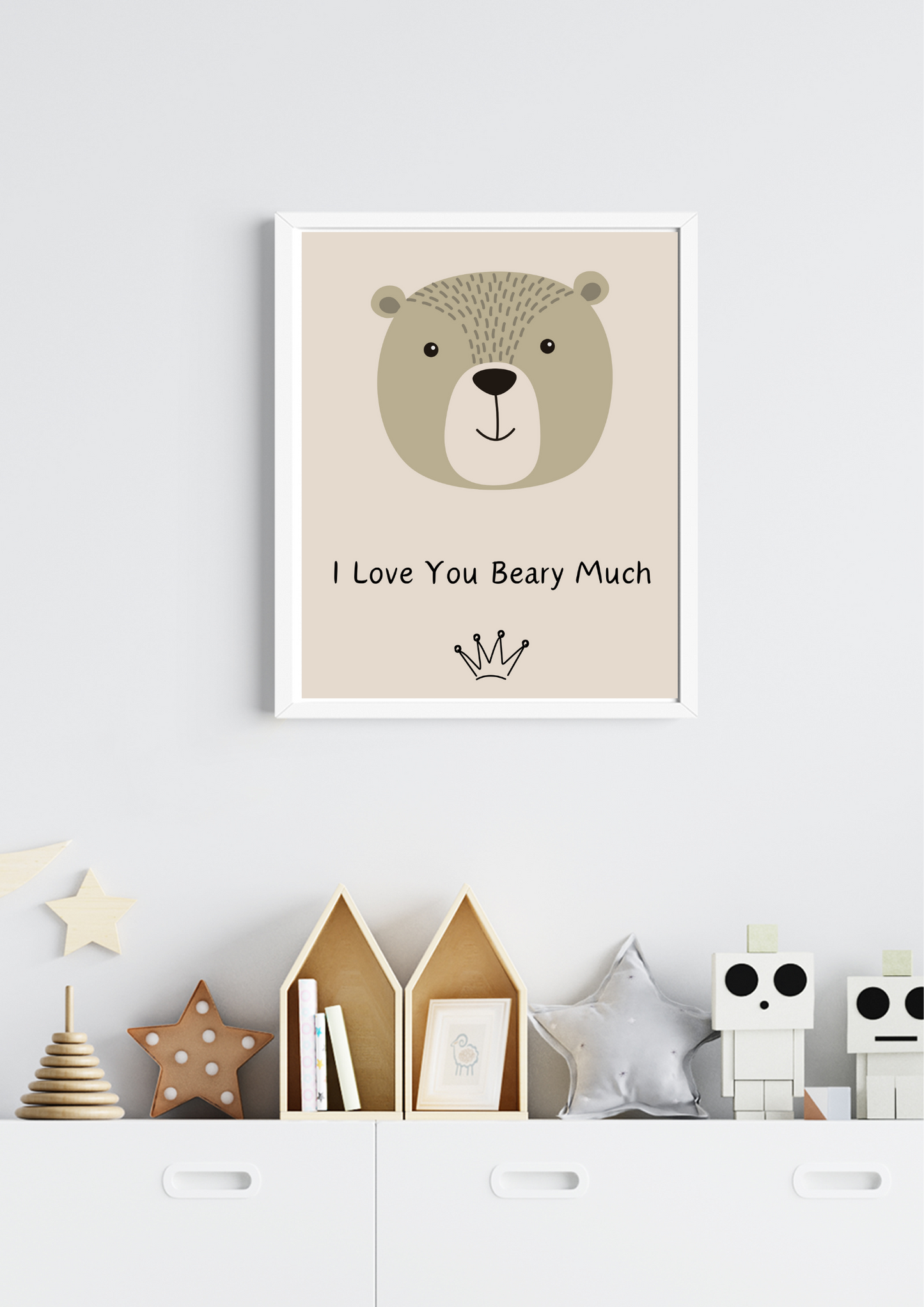 Woodland Bear Print: 'I Love You Beary Much' for Kids