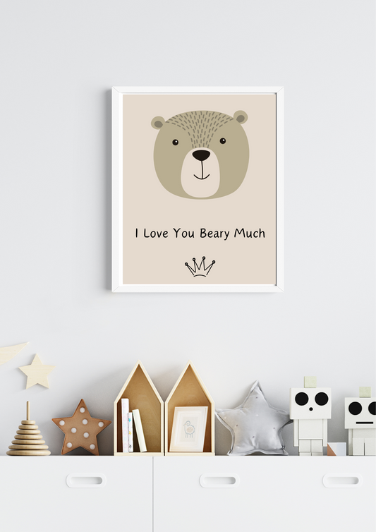 Woodland Bear Print: 'I Love You Beary Much' for Kids