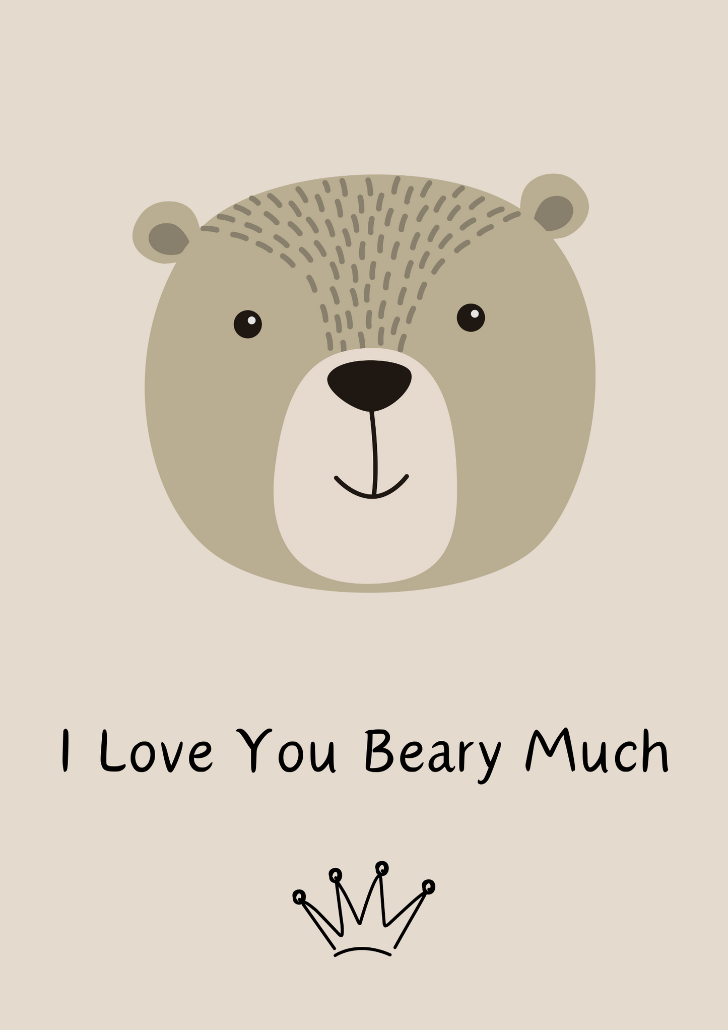 Woodland Bear Print: 'I Love You Beary Much' for Kids