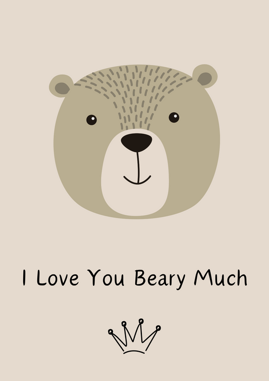 Woodland Bear Print: 'I Love You Beary Much' for Kids