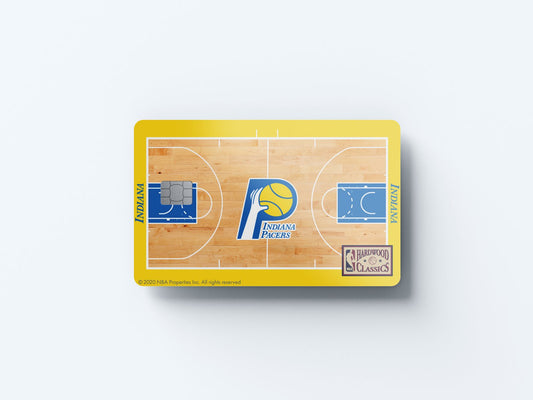 Watercolor indiana pacers retro courtside hardwood classics design | credit card sticker | small chip | credit card skin for nursery and home wall decor.