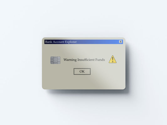 Watercolor insufficient funds design | credit card sticker | small chip | credit card skin for nursery and home wall decor.