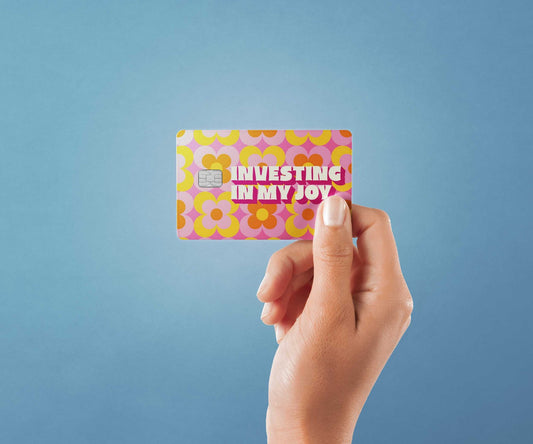 Watercolor investing in my joy design | credit card sticker | small chip | credit card skin for nursery and home wall decor.