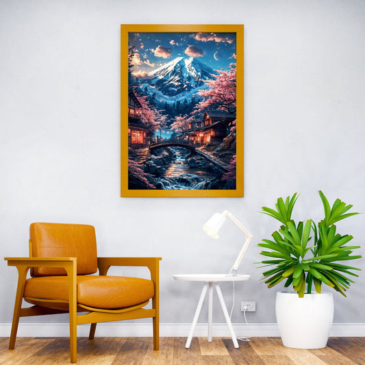 japan mount cherry blossom Asian Style Poster | Wall Art for Home & Office | High-Quality Print - High-Quality Visual Display