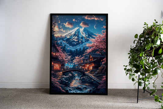 japan mount cherry blossom Asian Style Poster | Wall Art for Home & Office | High-Quality Print - High-Quality Visual Display