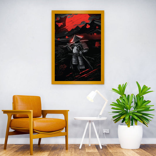 japan samurai red moon Asian Style Poster | Wall Art for Home & Office | High-Quality Print - High-Quality Visual Display