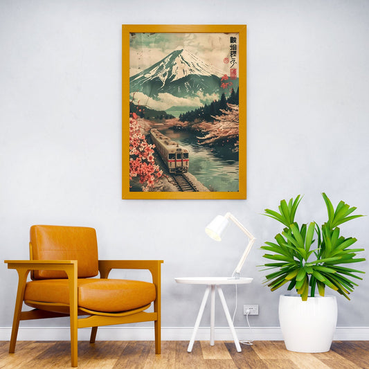japan train in mount fuji Asian Style Poster | Wall Art for Home & Office | High-Quality Print - High-Quality Visual Display