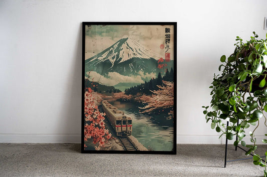 japan train in mount fuji Asian Style Poster | Wall Art for Home & Office | High-Quality Print - High-Quality Visual Display