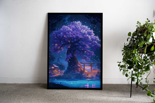japanese Torii sakura tree Asian Style Poster | Wall Art for Home & Office | High-Quality Print - High-Quality Visual Display