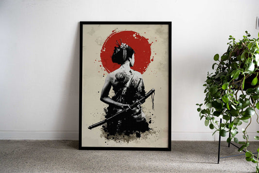 japanese girl with katana Asian Style Poster | Wall Art for Home & Office | High-Quality Print - High-Quality Visual Display