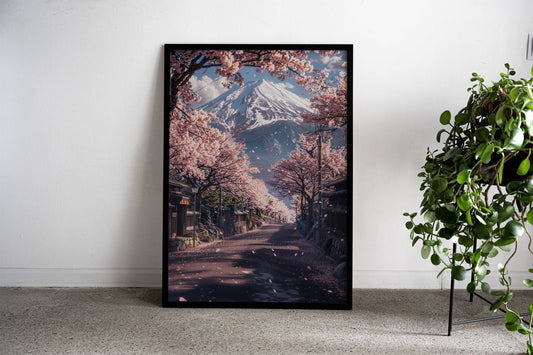 japanese road sakura tree Asian Style Poster | Wall Art for Home & Office | High-Quality Print - High-Quality Visual Display