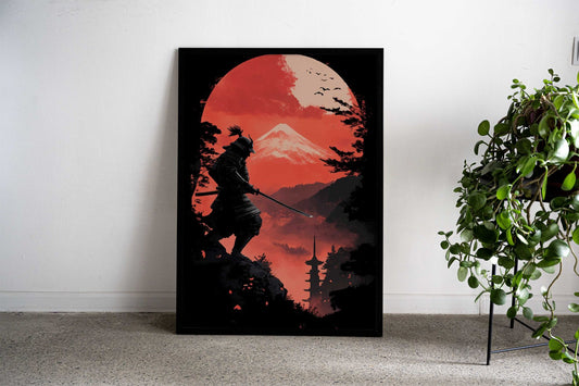 japanese samurai Silhouete Asian Style Poster | Wall Art for Home & Office | High-Quality Print - High-Quality Visual Display