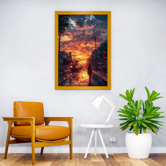 japanese train in sunset Asian Style Poster | Wall Art for Home & Office | High-Quality Print - High-Quality Visual Display