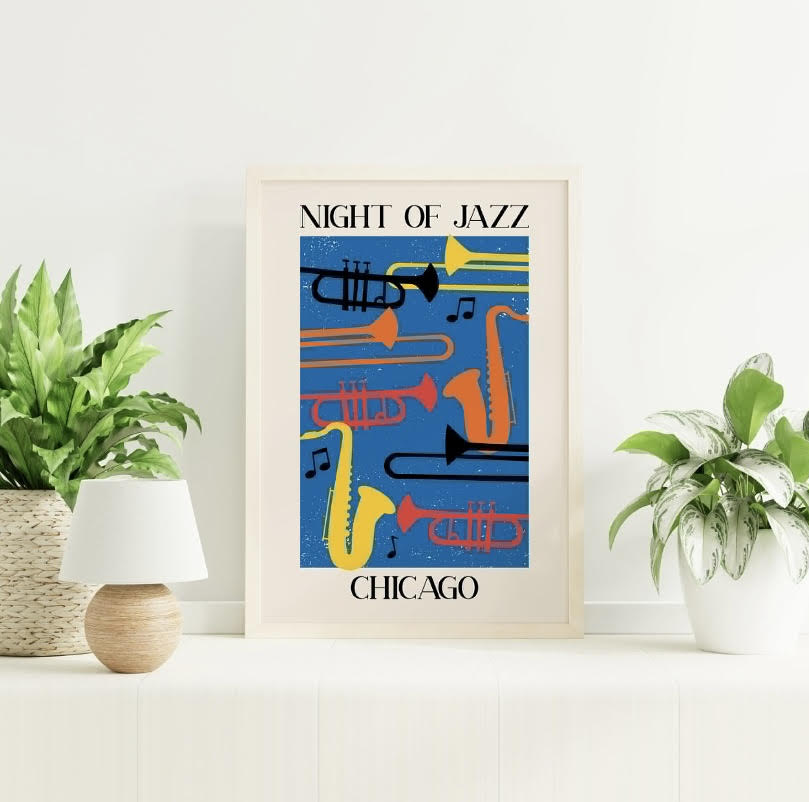 Trio of Vibrant American Jazz Art Prints