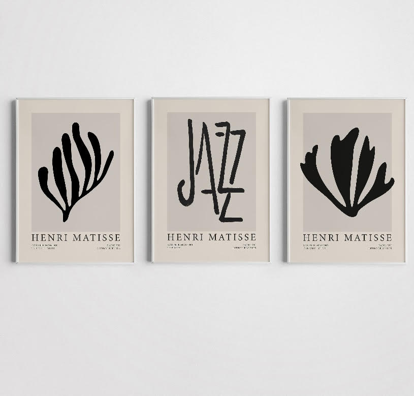 Set of Three Jazz Prints in Matisse Black