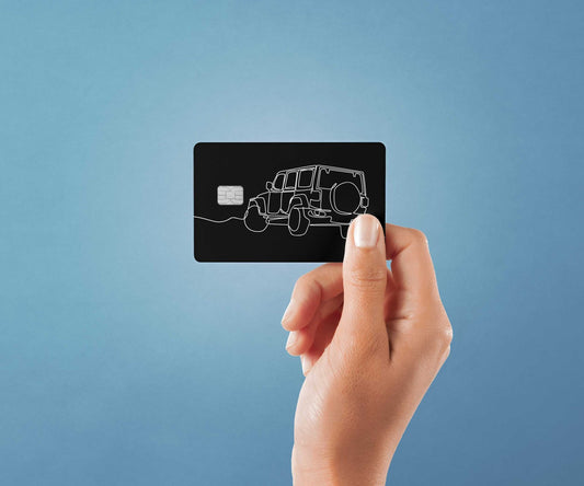 Watercolor jeep lineart design | credit card sticker | small chip | credit card skin for nursery and home wall decor.