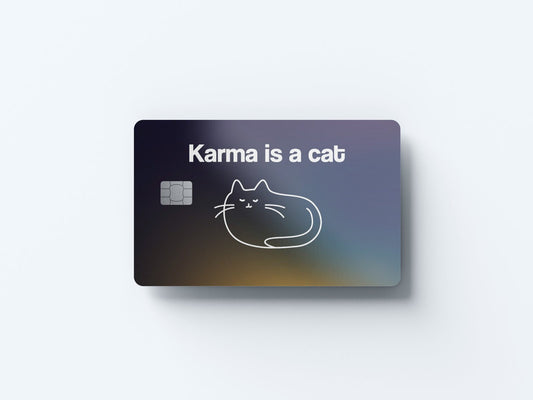 Watercolor karma is a cat design | credit card sticker | small chip | credit card skin for nursery and home wall decor.