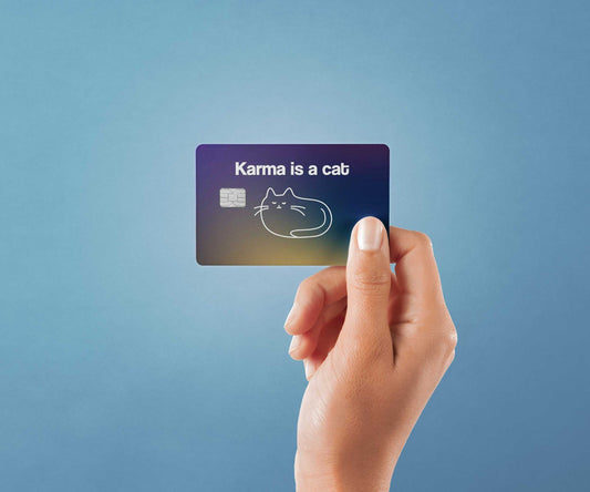Watercolor karma is a cat design | credit card sticker | small chip | credit card skin for nursery and home wall decor.