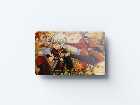 Watercolor kazuha carrying the memories of home design | credit card sticker | small chip | credit card skin for nursery and home wall decor.