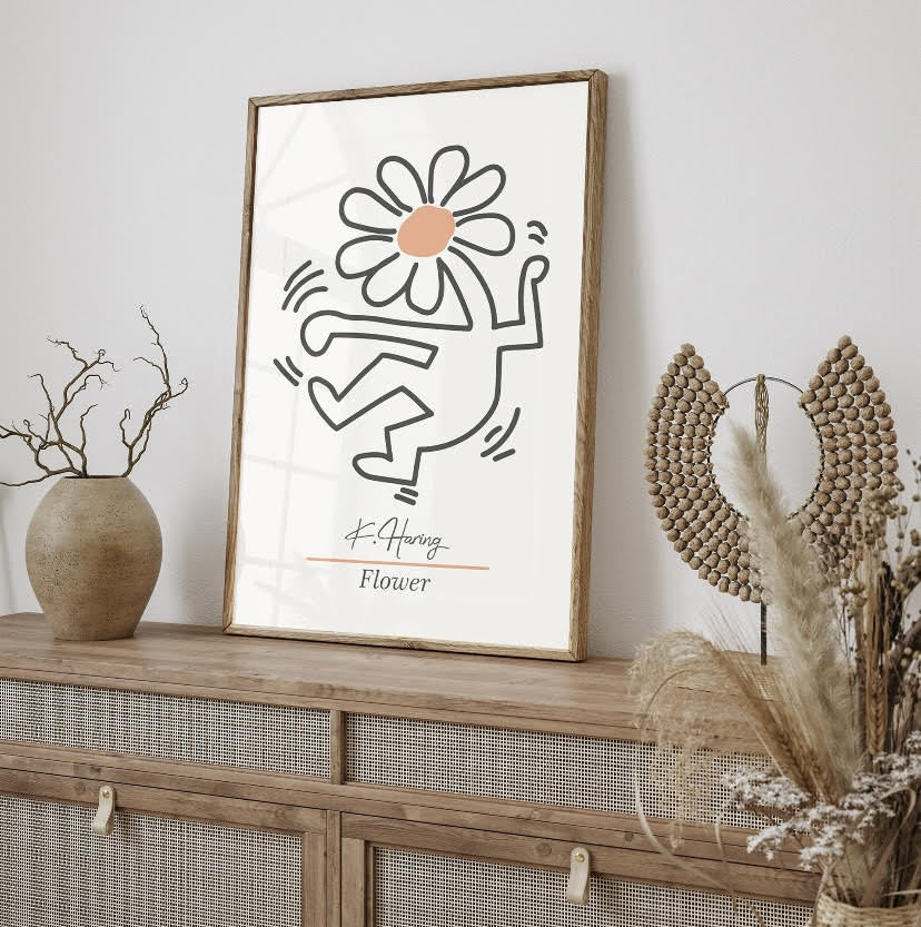 Set of Three Pastel Prints Inspired by Keith Haring