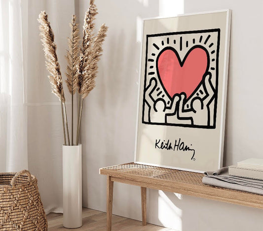 Pink Love Heart Print Inspired by Keith Haring