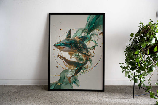 kintsugi art shark Asian Style Poster | Wall Art for Home & Office | High-Quality Print - High-Quality Visual Display