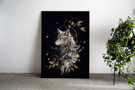 kintsugi art white wolf Asian Style Poster | Wall Art for Home & Office | High-Quality Print - High-Quality Visual Display