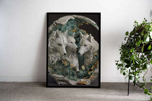 kintsugi art wolves Asian Style Poster | Wall Art for Home & Office | High-Quality Print - High-Quality Visual Display