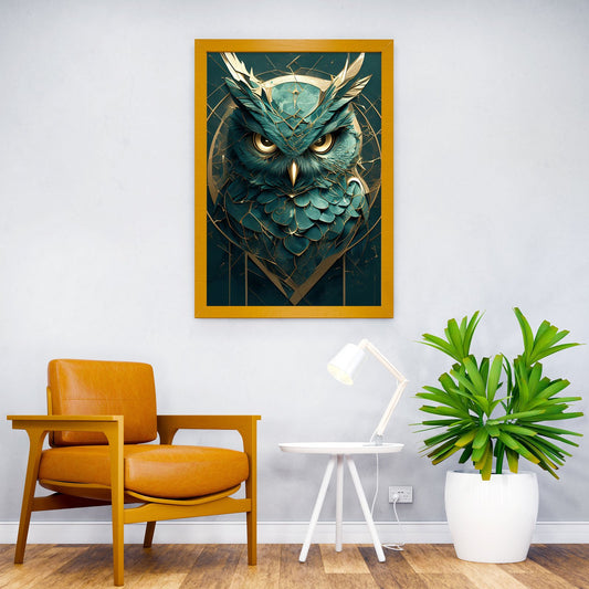 kintsugi emerald owl Asian Style Poster | Wall Art for Home & Office | High-Quality Print - High-Quality Visual Display