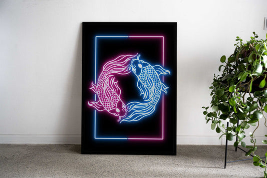 koi fish neon Asian Style Poster | Wall Art for Home & Office | High-Quality Print - High-Quality Visual Display