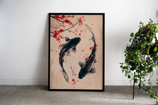 koi fish water color Asian Style Poster | Wall Art for Home & Office | High-Quality Print - High-Quality Visual Display