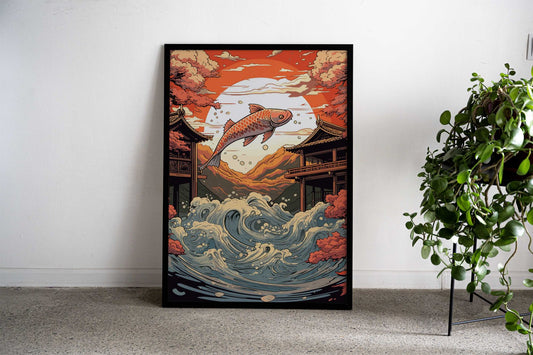 koi japanese landscapes Asian Style Poster | Wall Art for Home & Office | High-Quality Print - High-Quality Visual Display