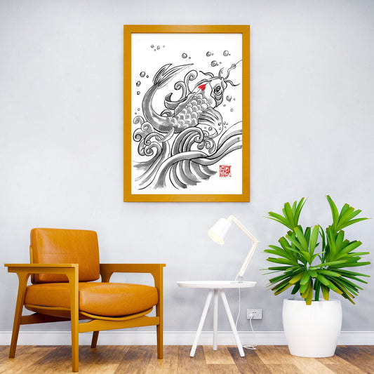 koi trapped Asian Style Poster | Wall Art for Home & Office | High-Quality Print - High-Quality Visual Display