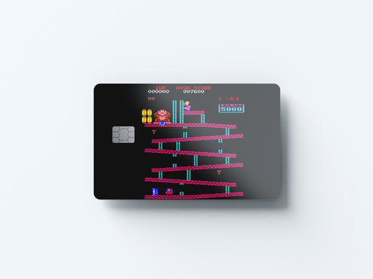 Watercolor kong and mario design | credit card sticker | small chip | credit card skin for nursery and home wall decor.