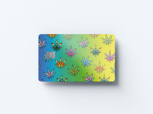 Watercolor leaves design | credit card sticker | small chip | credit card skin for nursery and home wall decor.