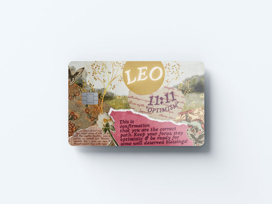 Watercolor leo angel number design | credit card sticker | small chip | credit card skin for nursery and home wall decor.